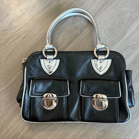 Marc Jacobs Black Leather Satchel with Silver Hardware - Picture 1 of 7